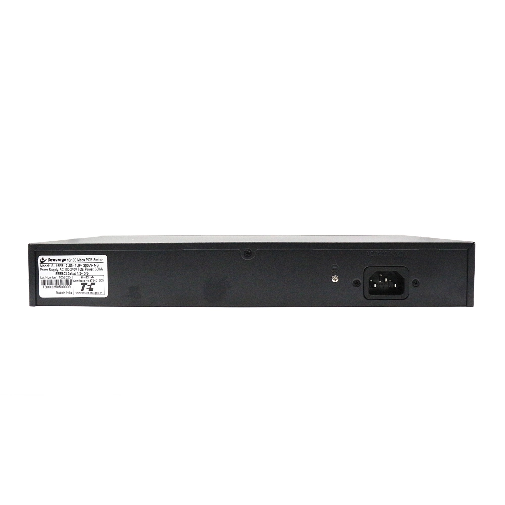 Secureye Poe Switch 16 Port (16 Normal Poe + 2 Gigabit Uplink + 1 SFP) S-16FE-2UG-1UF-300W view 3